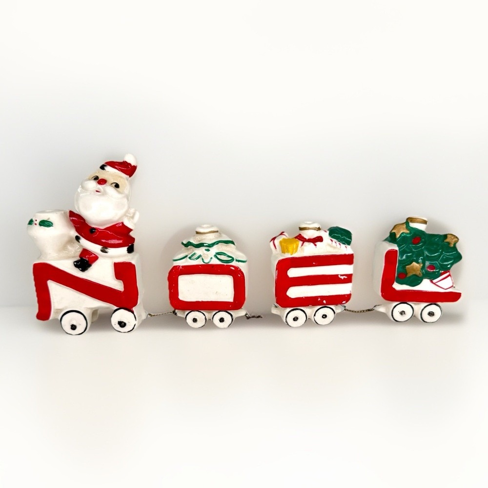 Rare Possibly Lego 1960 Santa Claus NOEL Train Candle Holder Set